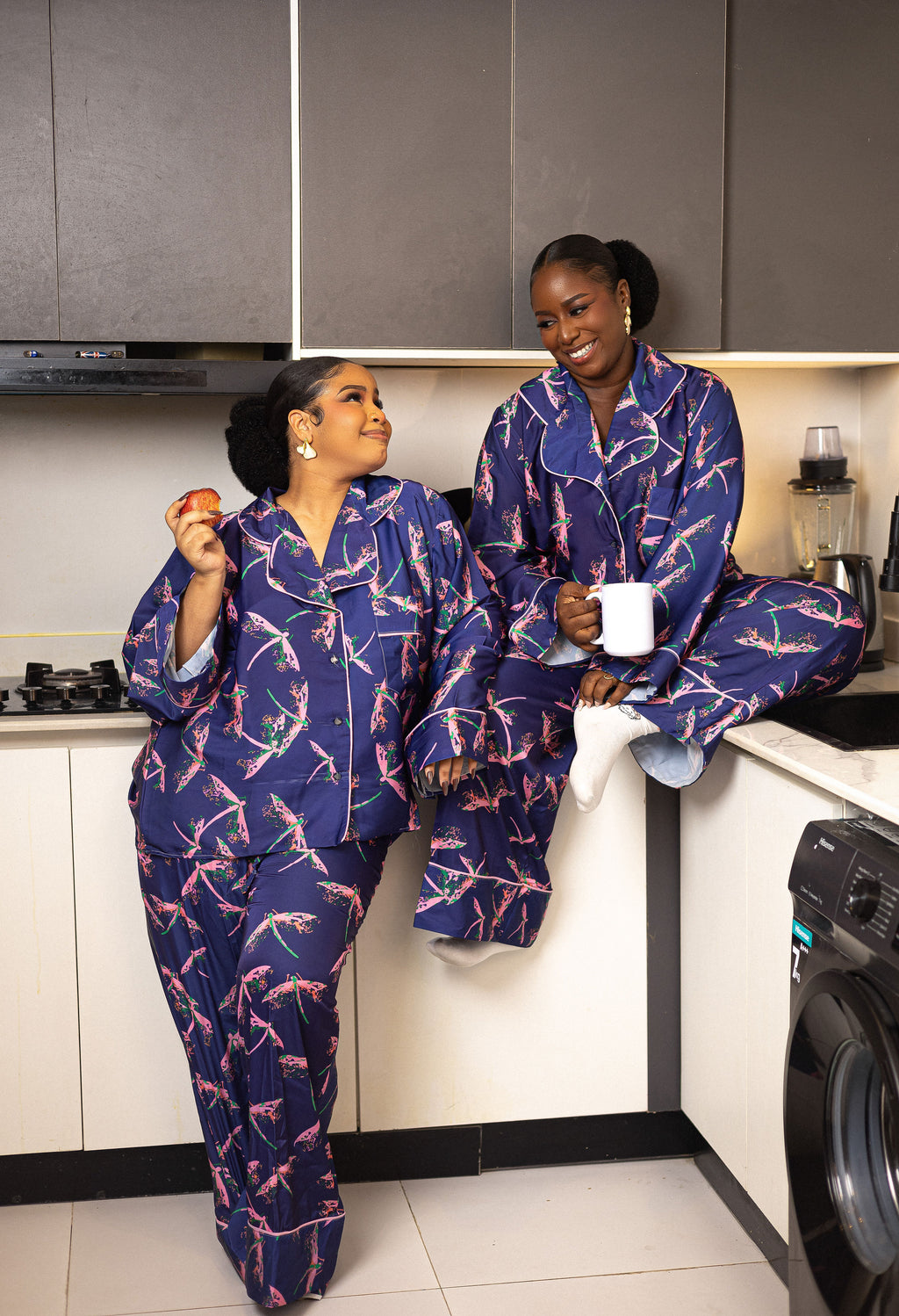 Dragonfly Silk Robe – Midnight Navy