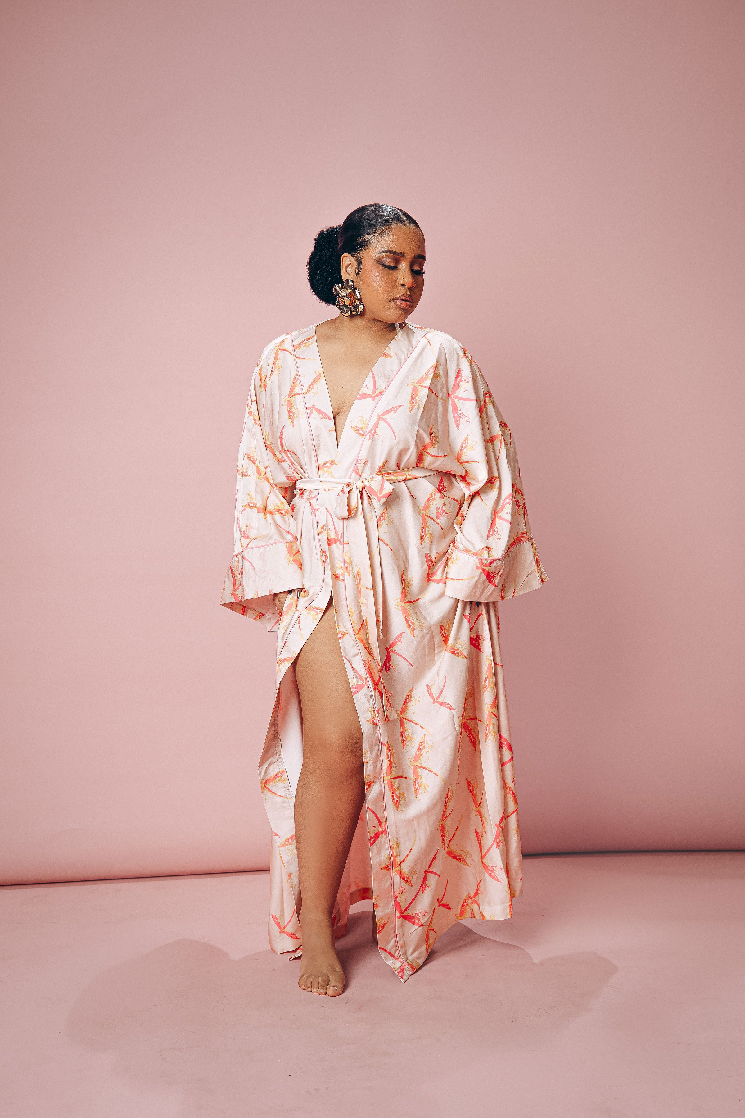 Dragonfly Silk Robe – Soft Blush