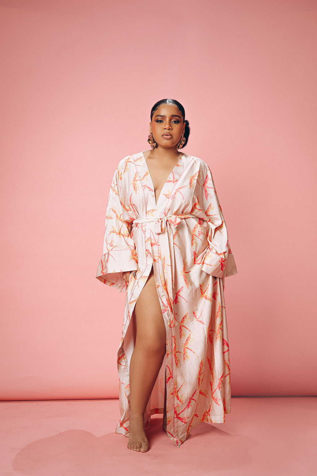Dragonfly Silk Robe – Soft Blush