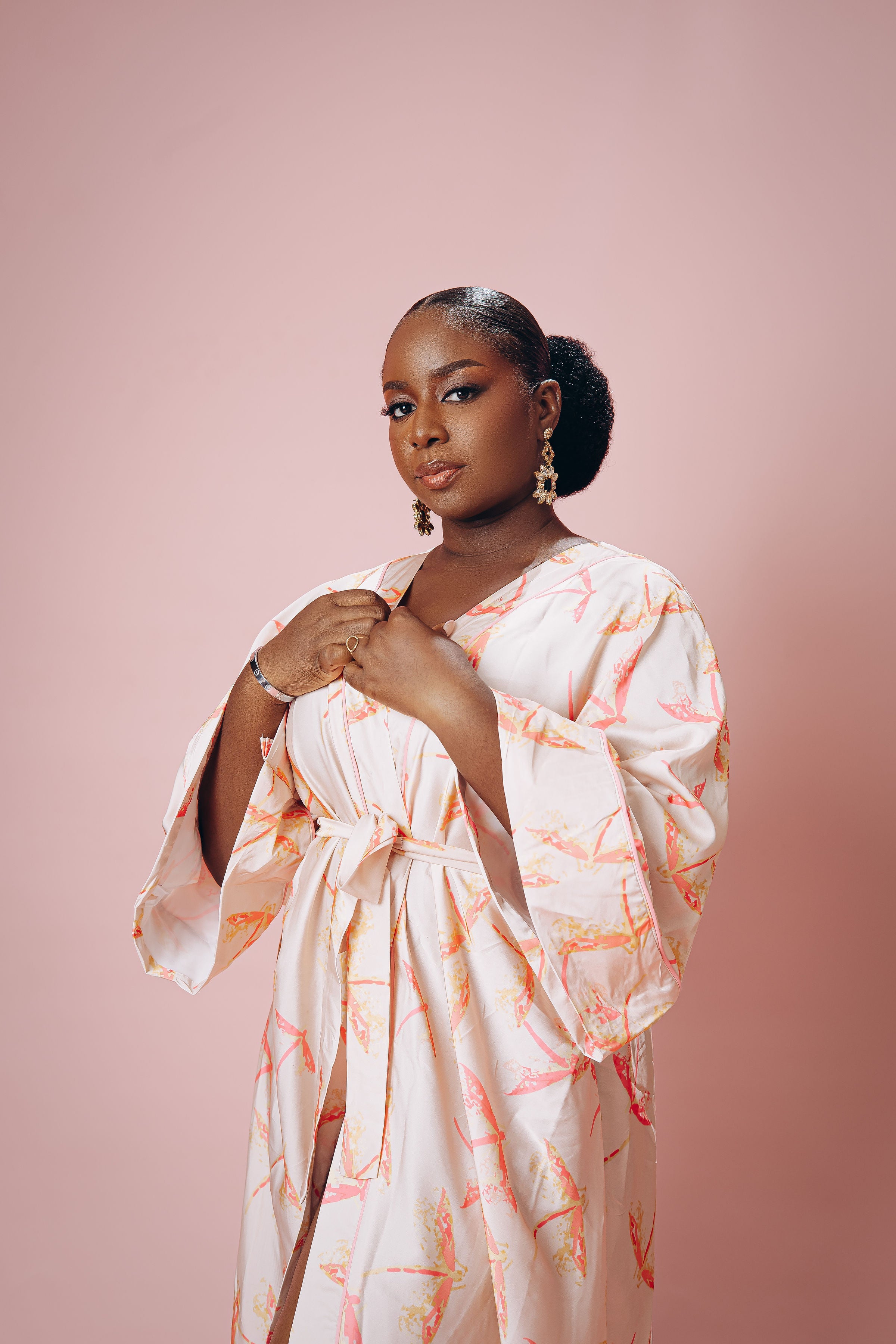Dragonfly Silk Robe – Soft Blush