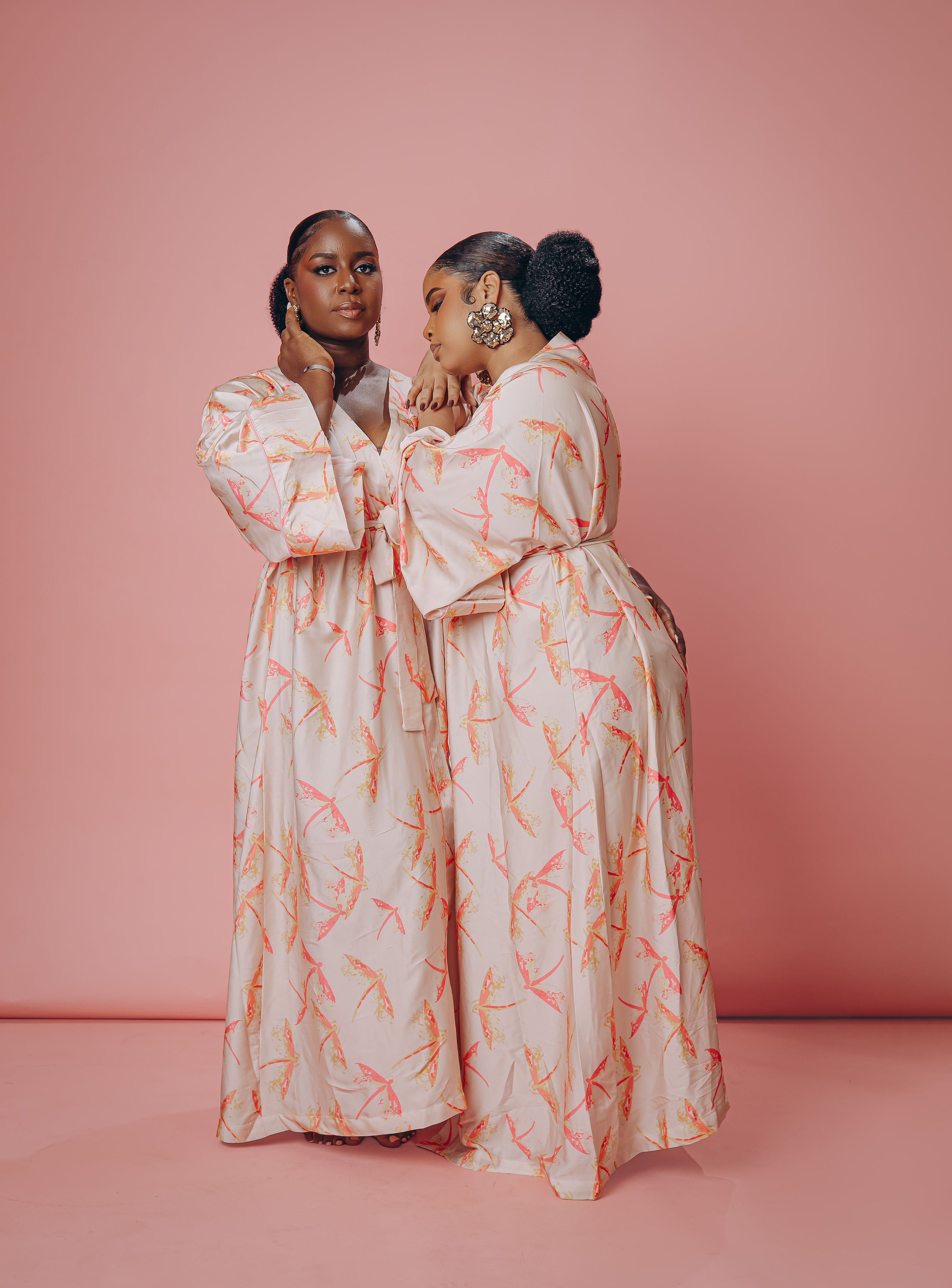 Dragonfly Silk Robe – Soft Blush
