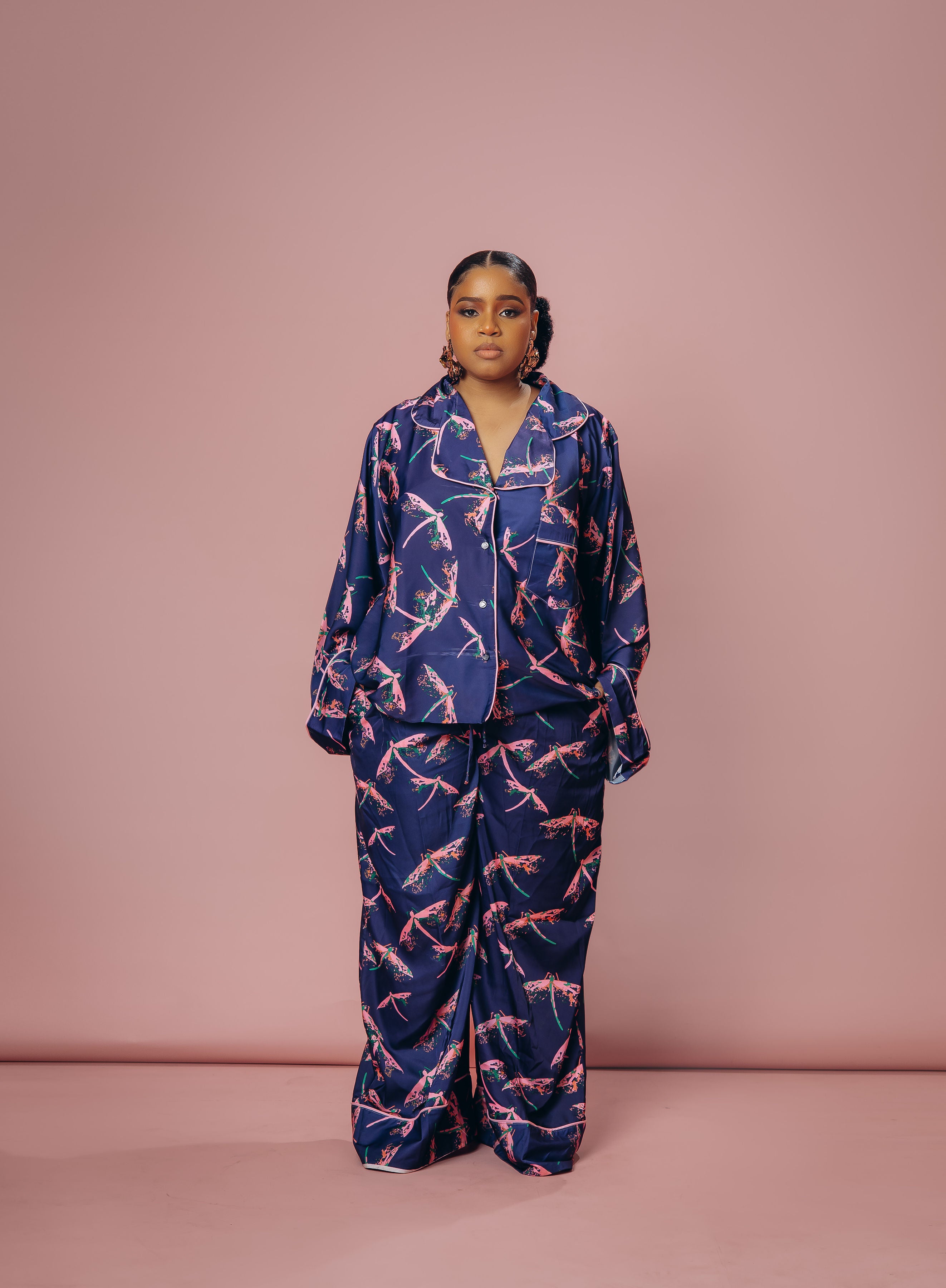 Dragonfly Silk Robe – Midnight Navy