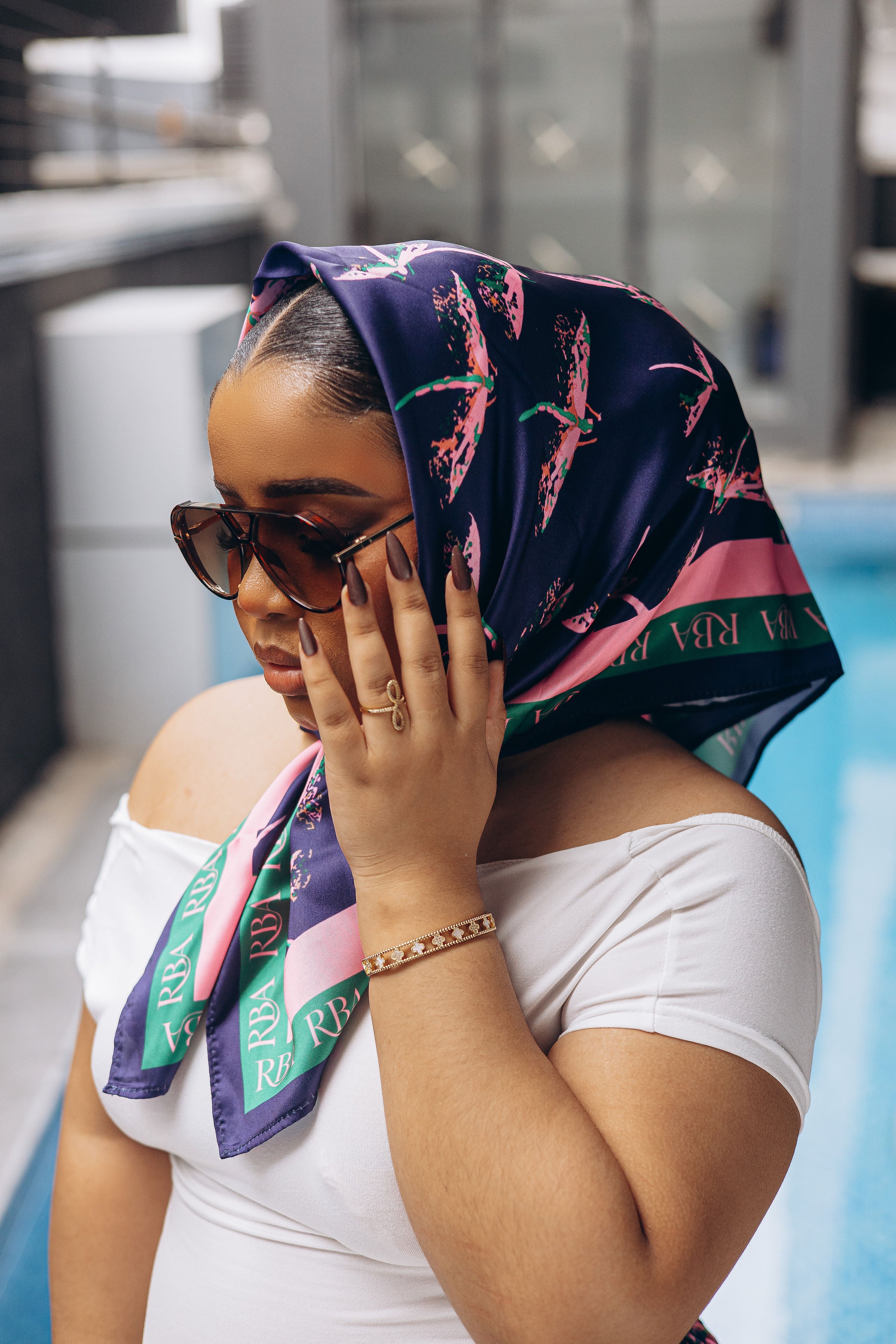 Dragonfly Silk Scarf – Midnight Navy